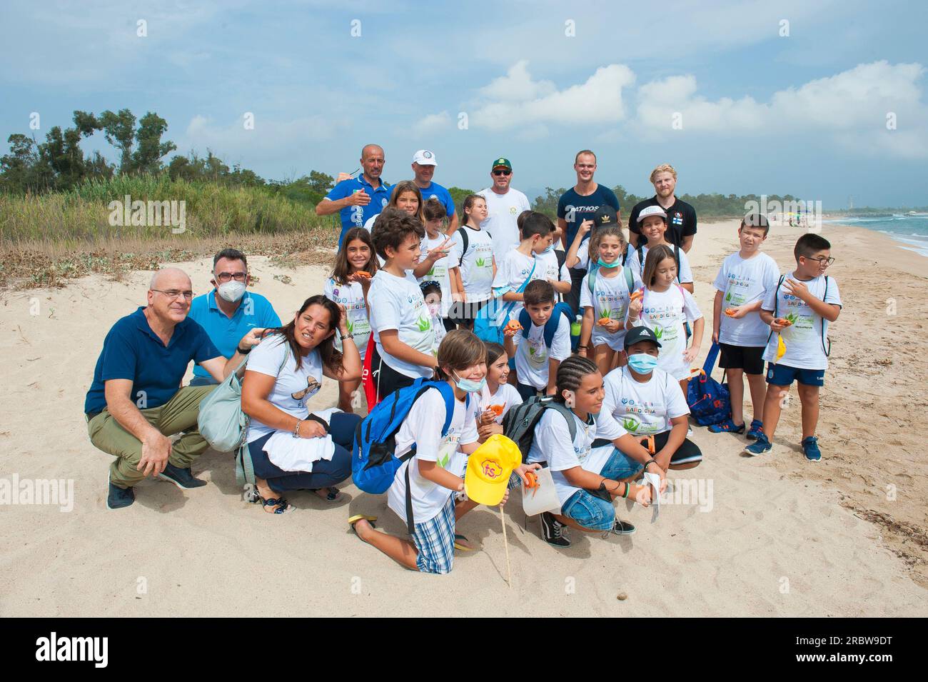 Delegation der Weltmannschaft, Manifestation Eco Friendly, Spearfishing World Championship 2021, Arbatax, Tortolì, Sardinien, Italien, Europa Stockfoto