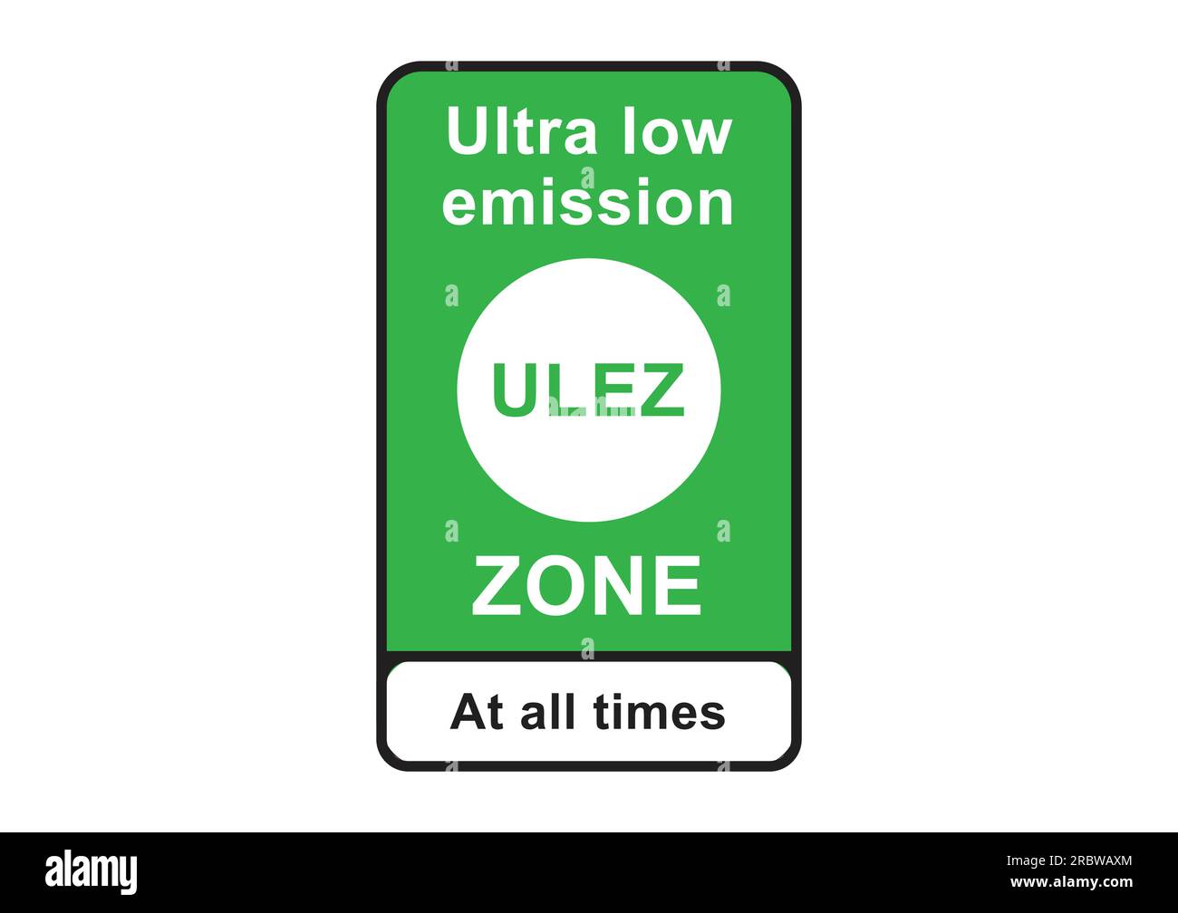 Vektordarstellung der ULEZ-Zone mit extrem niedrigen Emissionen Stock Vektor