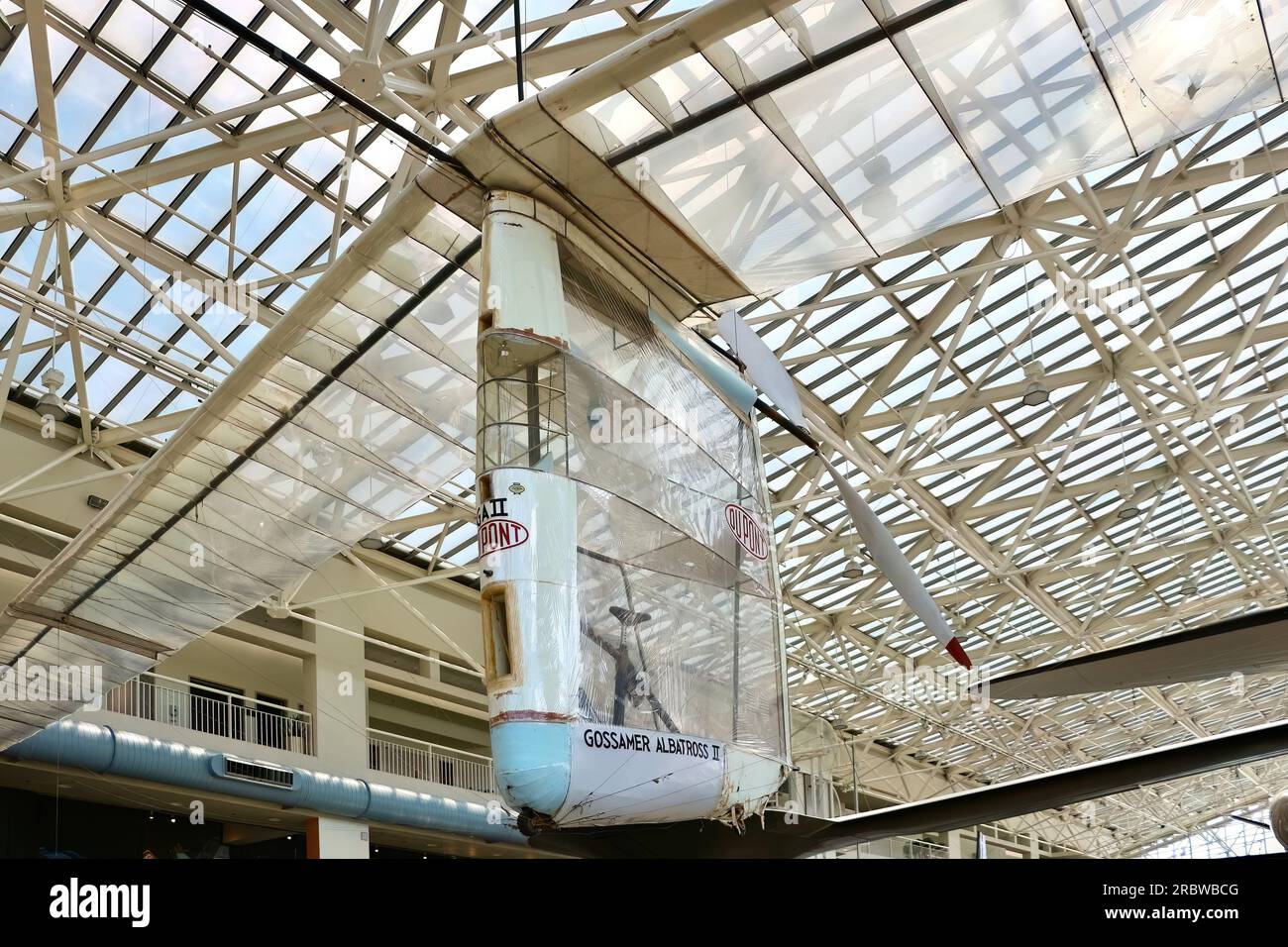 MacCready Gossamer Albatross II, menschlich angetriebenes Flugzeug, zurück zum English Channel CrossFlight Museum of Flight Seattle Washington State USA Stockfoto