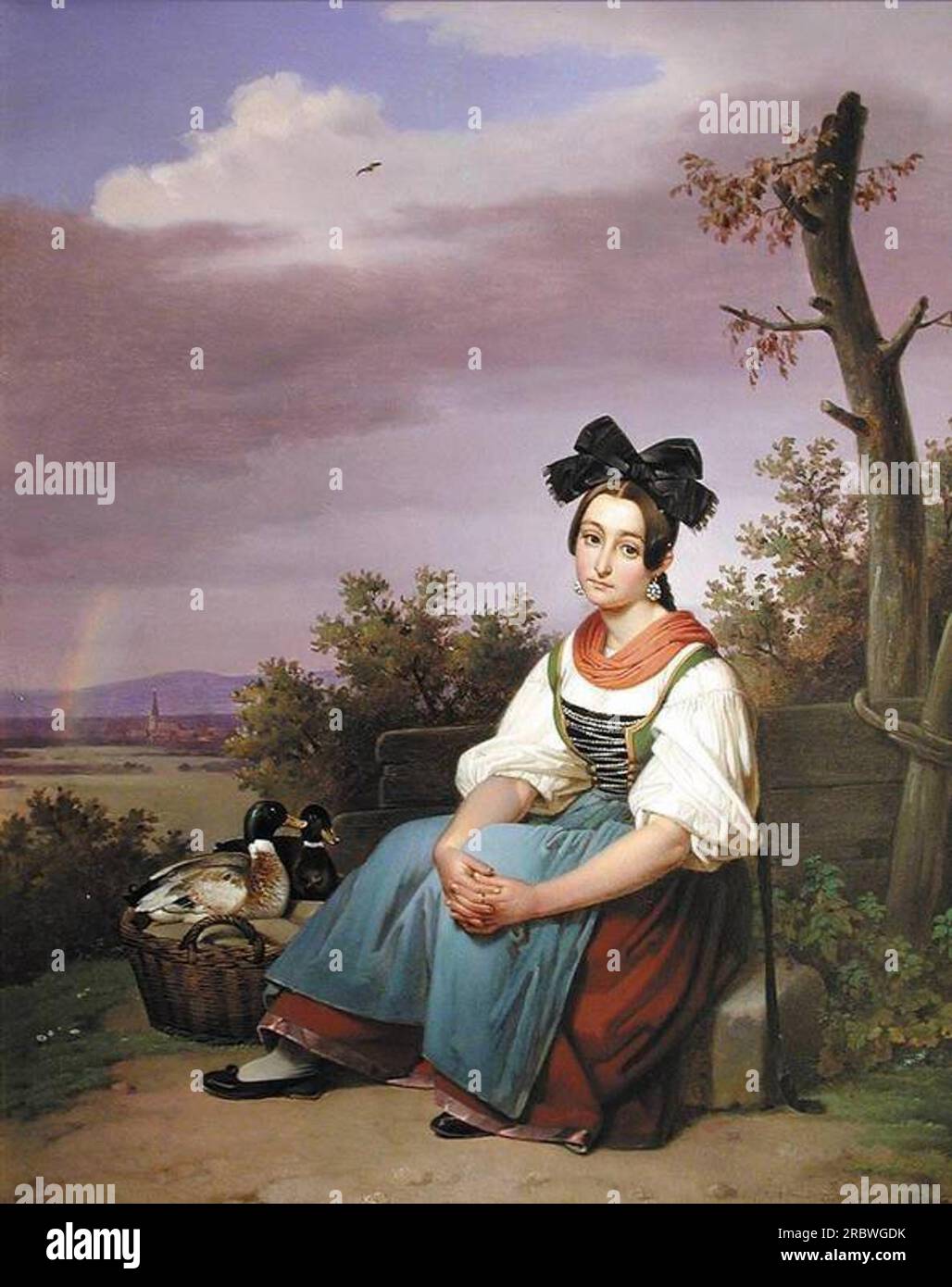 Girl Selling Ducks 1835; Karlsruhe, Deutschland, von Theodor Leopold Weller Stockfoto