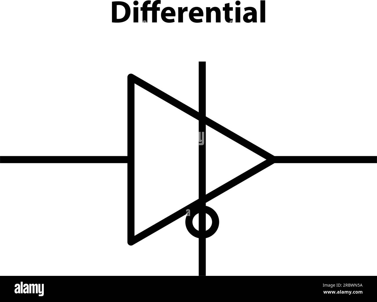 Differenzial. Elektronisches Symbol. Abbildung der grundlegenden Schaltungssymbole. Elektrische Symbole, Studieninhalte von Physikstudenten. Stromkreise. Stock Vektor