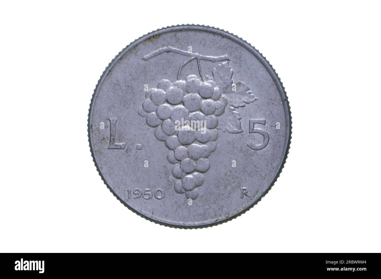 Italien 5 Lire Coin 1950 Stockfoto