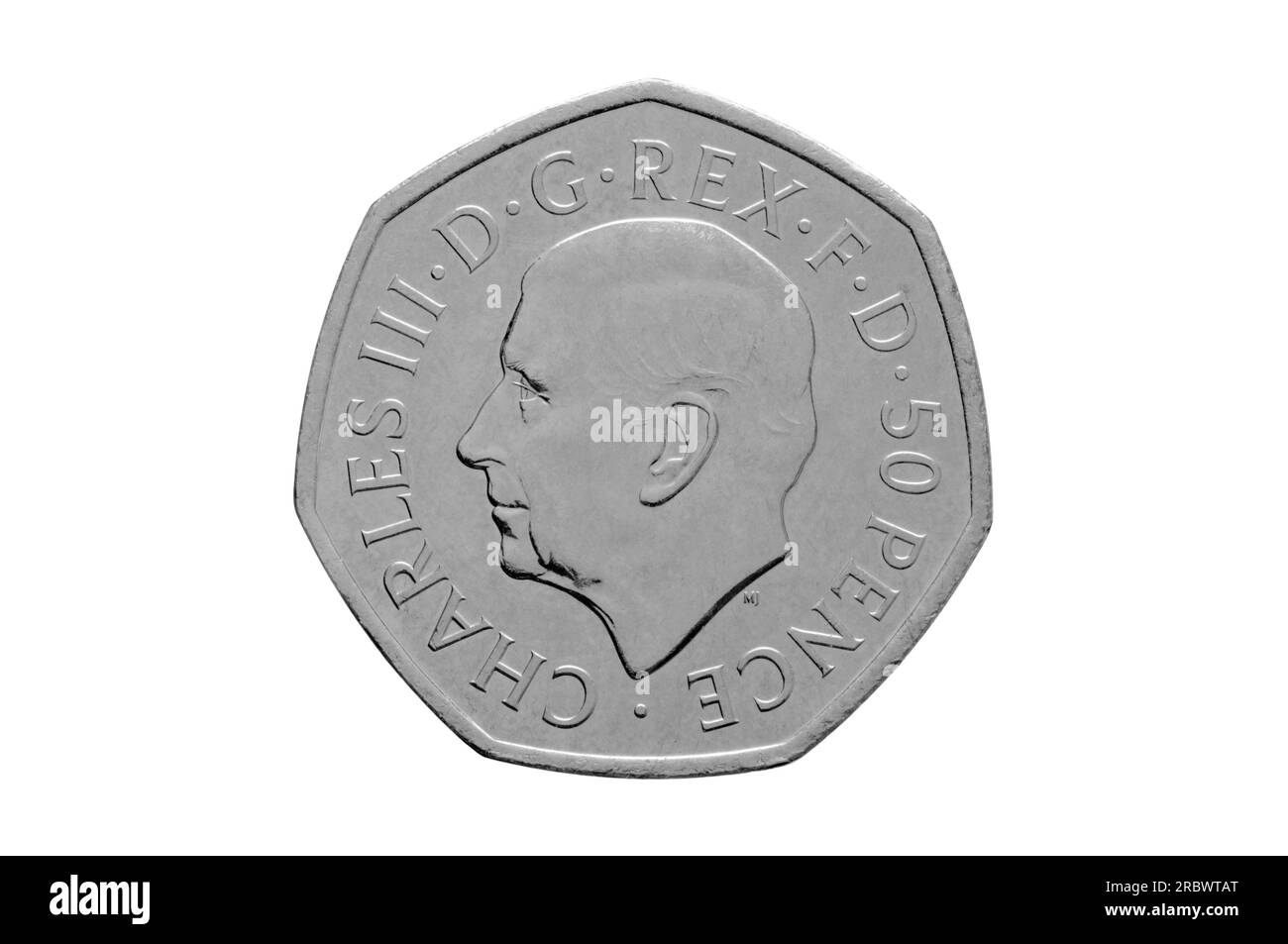50 Pence von König Karl III Stockfoto