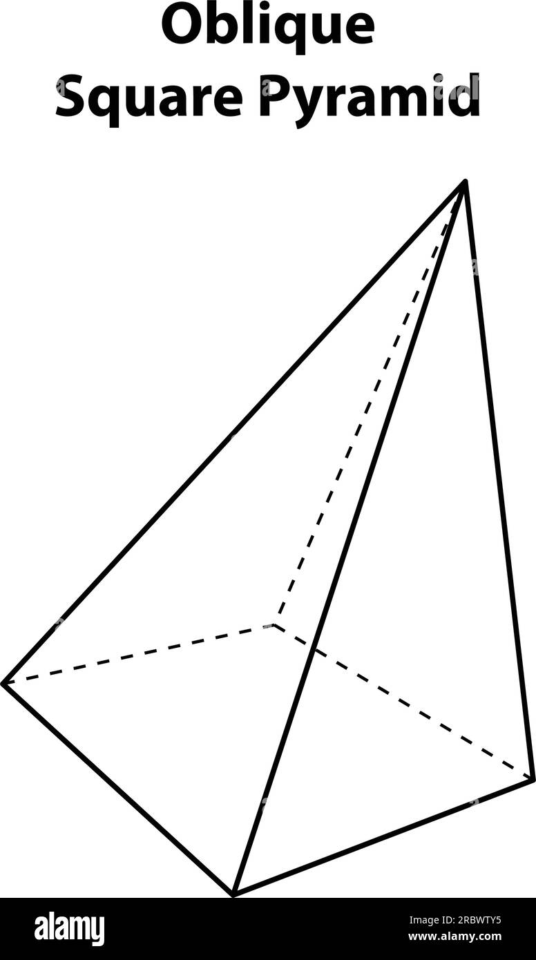 Schräge Quadratische Pyramide. Geometrische Formen. Vektordarstellung von isoliert auf weiß. Symbol, Druck, Geometriedesign. Stock Vektor