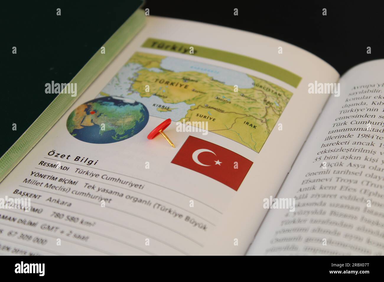 Geografische Informationen über die Türkei und die Türkei-Karte. Stockfoto