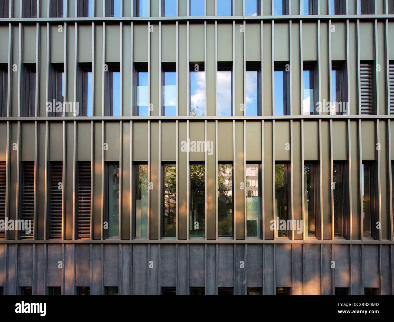 Modernes Architekturgebäude, Glaswand oder Fassade, keine Menschen. Stockfoto