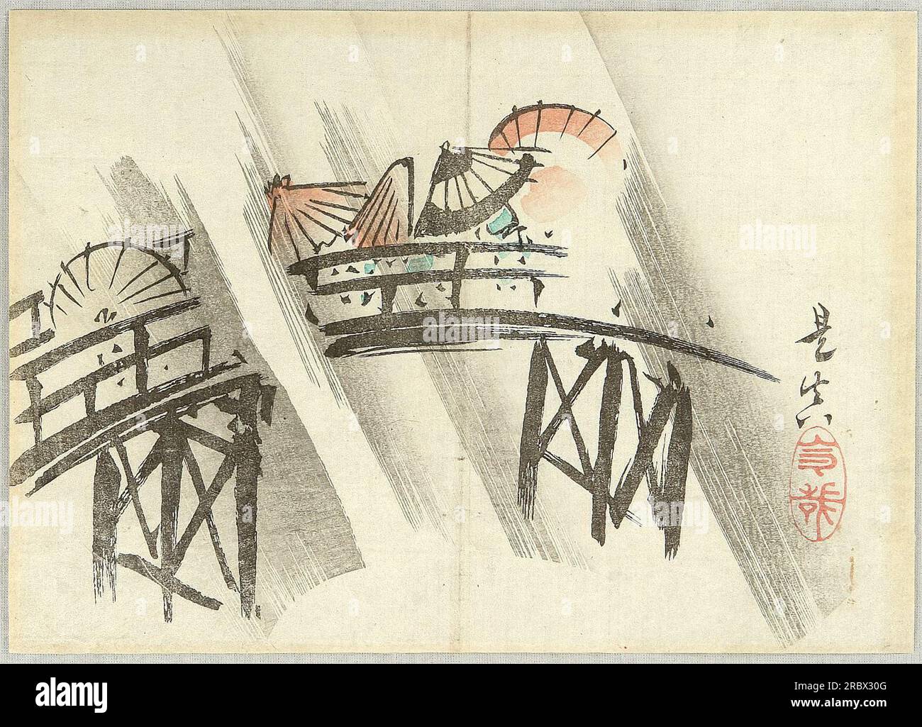 Sudden Shower 1860 von Shibata Zeshin Stockfoto
