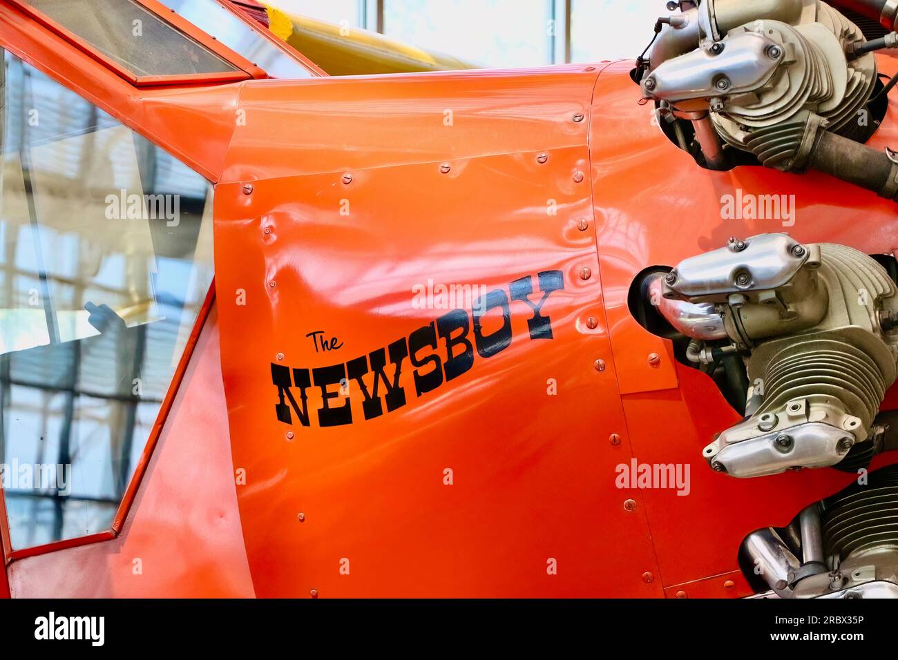 1929 Curtiss-Robertson Robin C-1 Monoplane The Newsboy ehemals im Besitz der Tageszeitung The Museum of Flight Seattle Washington State USA Stockfoto