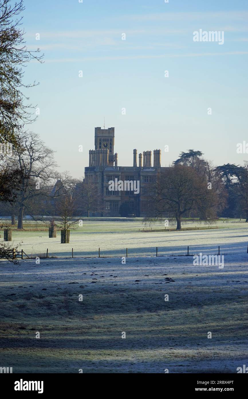 Das Herrenhaus im Old Warden an einem frostigen Januarmorgen Stockfoto