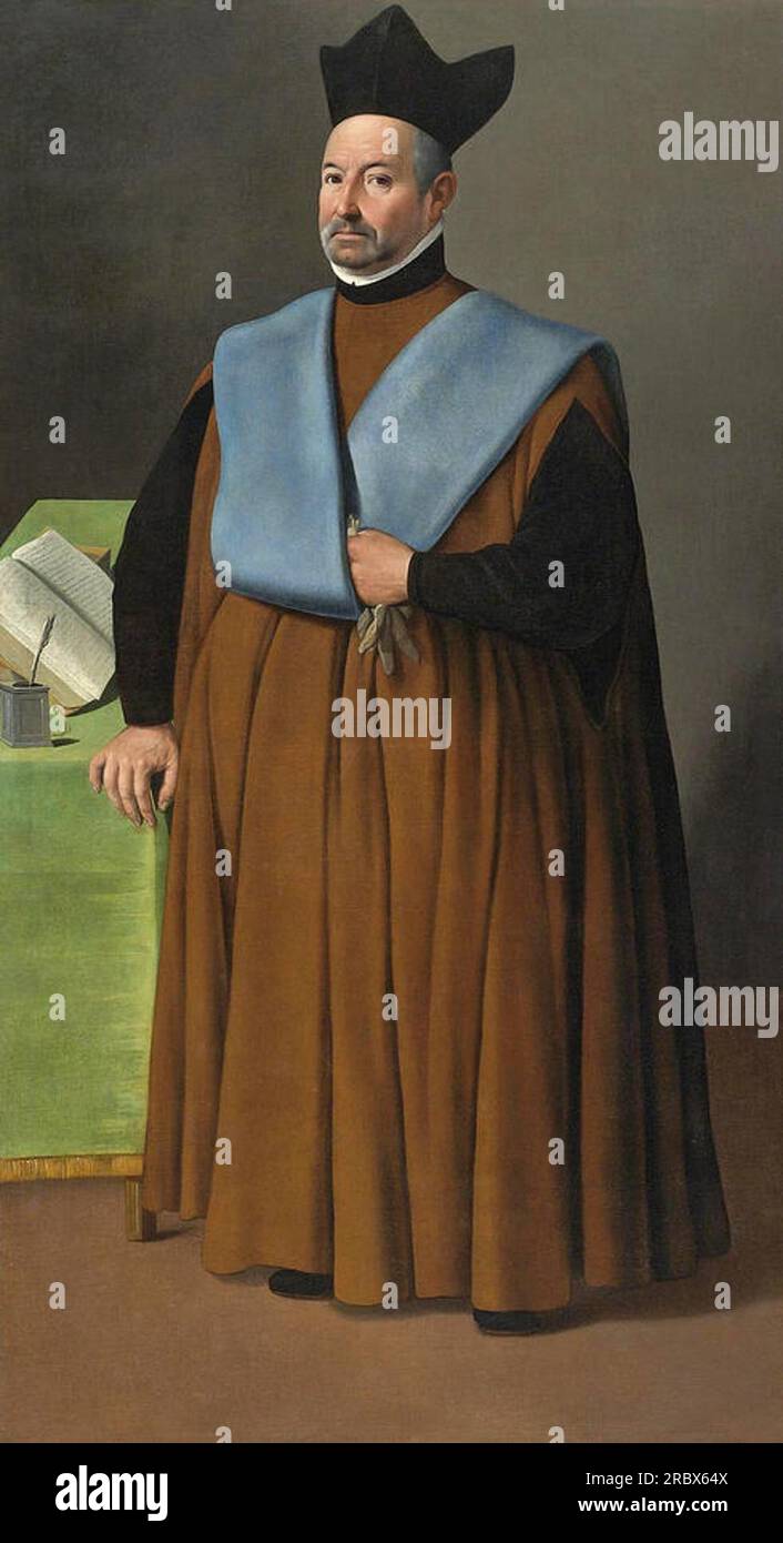 Porträt von Dr. Juan Martinez Serrano, in voller Länge von Francisco de Zurbaran Stockfoto