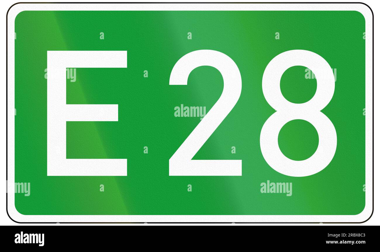 Europäisches Nummernschild für E28. Stockfoto