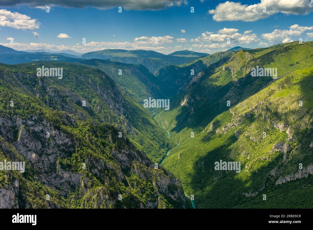 Tara River Canyon und Berge Stockfoto