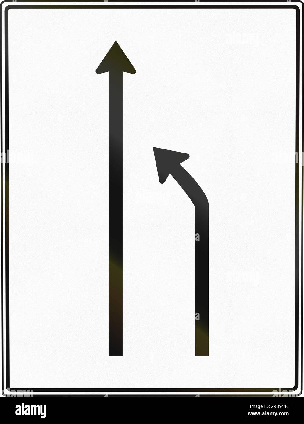 Deutsches Straßenschild: Biegen Sie in die andere Spur ab. Stockfoto