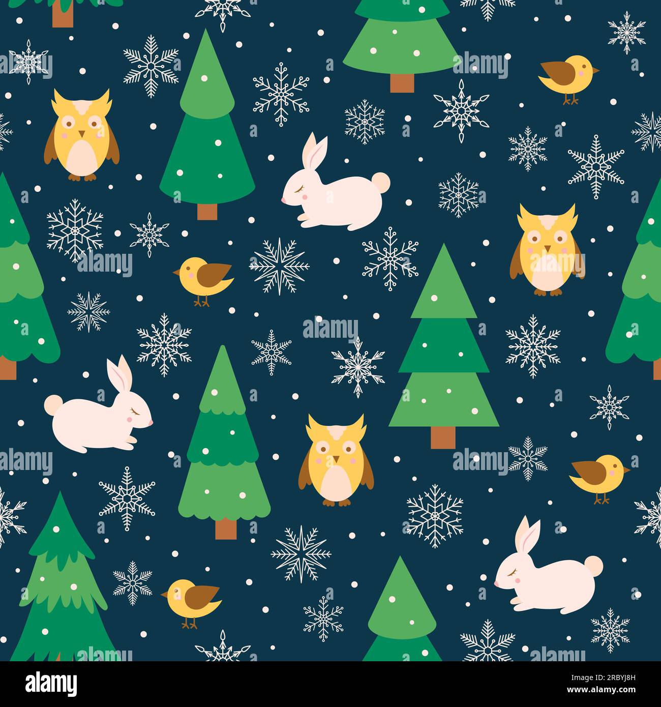 Weihnachtsgeschichte mit Tieren und Bäumen Stock Vektor