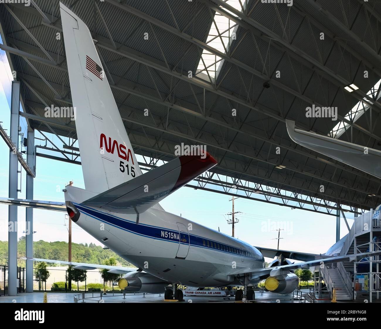 Das Ende des Langley Research Centre der NASA Boeing 737-130 war der erste 737, der jemals im Museum of Flight Seattle Washington State USA produziert wurde Stockfoto