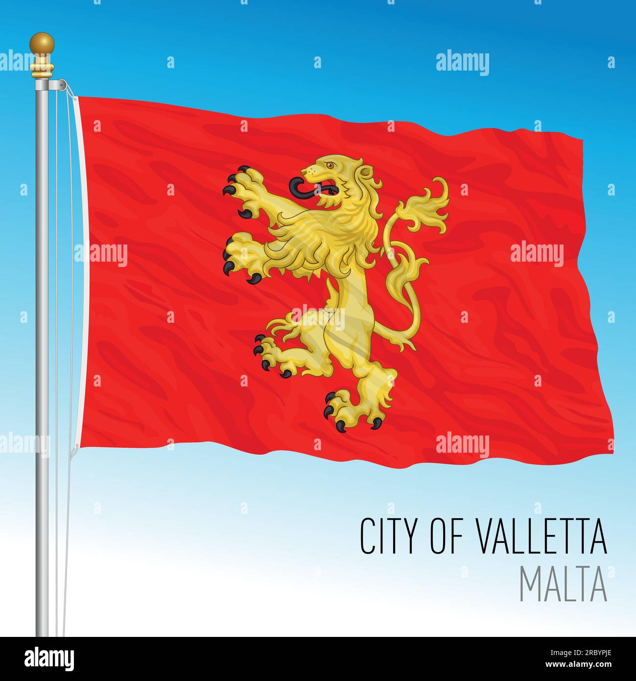 Flagge der Stadt Valletta, Malta, europäisches Land, Vektorbild Stock Vektor
