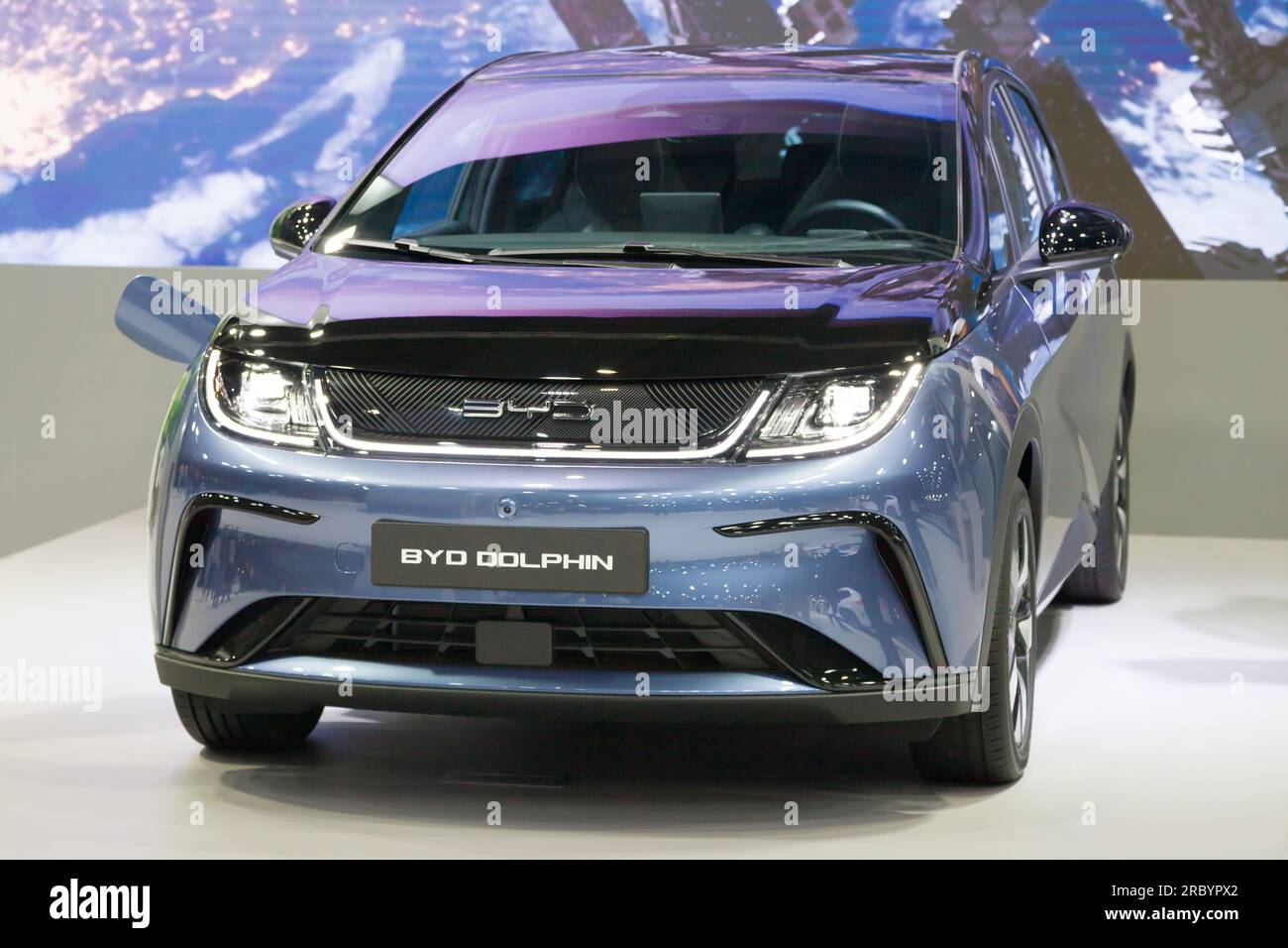 Barcelona, Spanien - 14. Mai 2023: BYD Dolphin auf der Automobile Barcelona 2023 in Barcelona, Spanien. Stockfoto