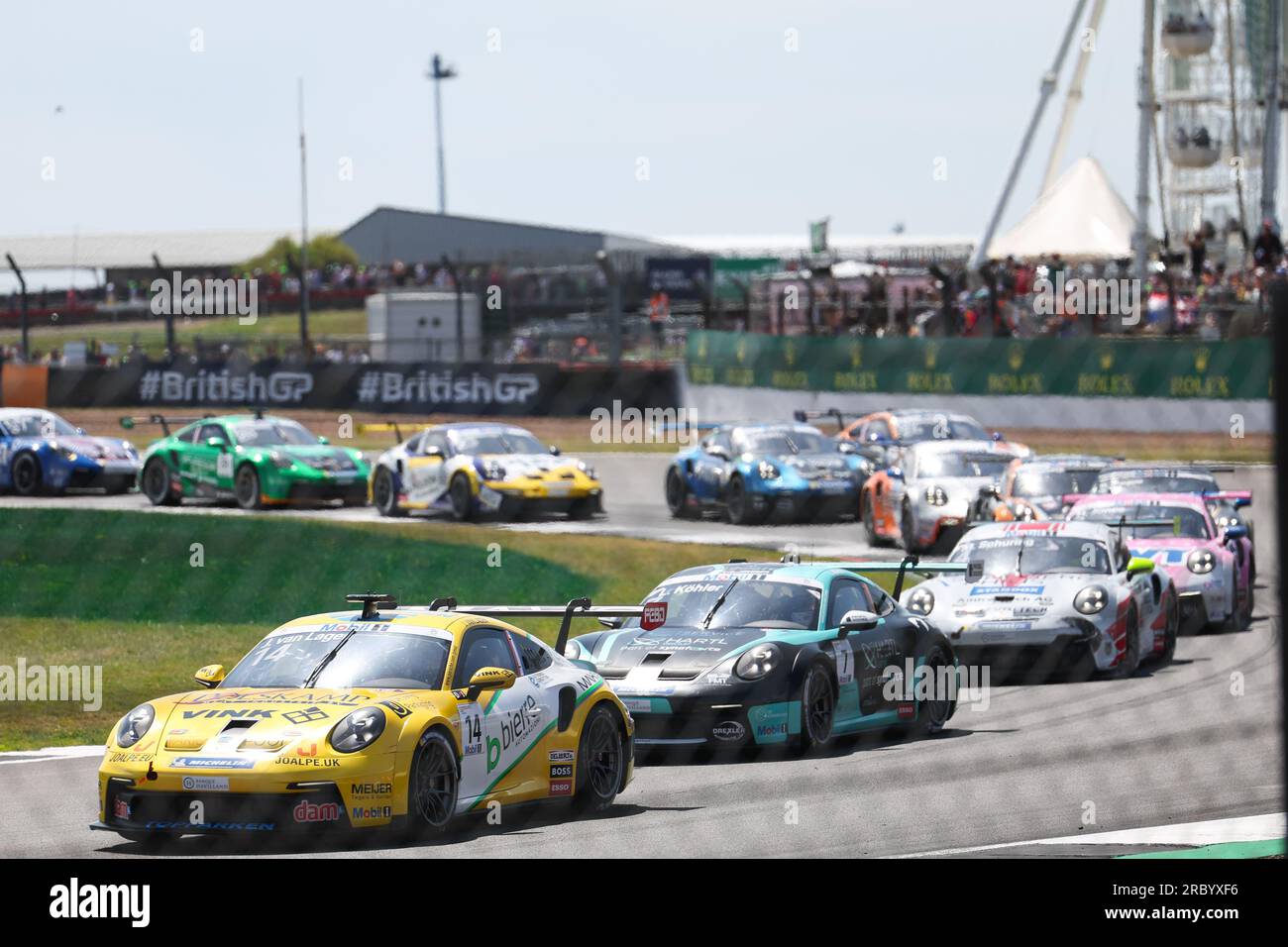 Blick auf das Motorsport-Meisterschaftsrennen Porsche während des FORMEL 1 ARAMCO BRITISH GRAND PRIX 2023 auf dem Silverstone Circuit, Silverstone, Unit Stockfoto