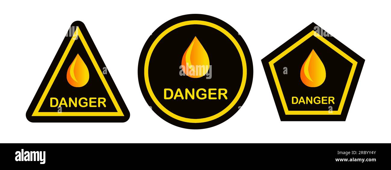 Danger Fire Sing oder Symbol Vector Logo Symbol Aufkleber Stock Vektor