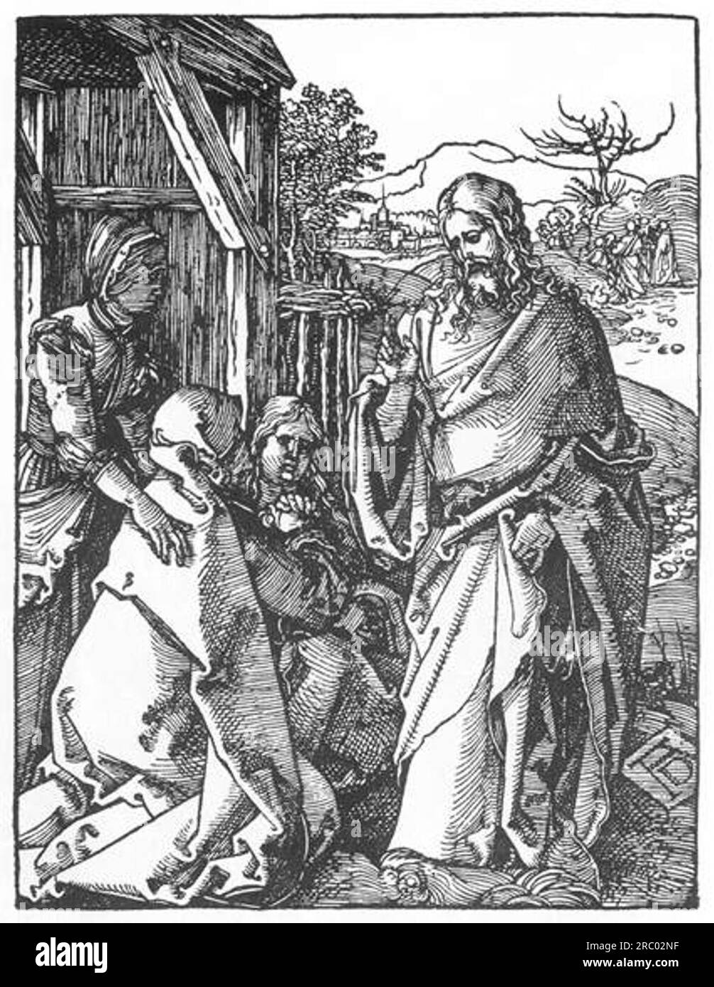 Christus nimmt den Urlaub seiner Mutter 1511 von Albrecht Durer Stockfoto