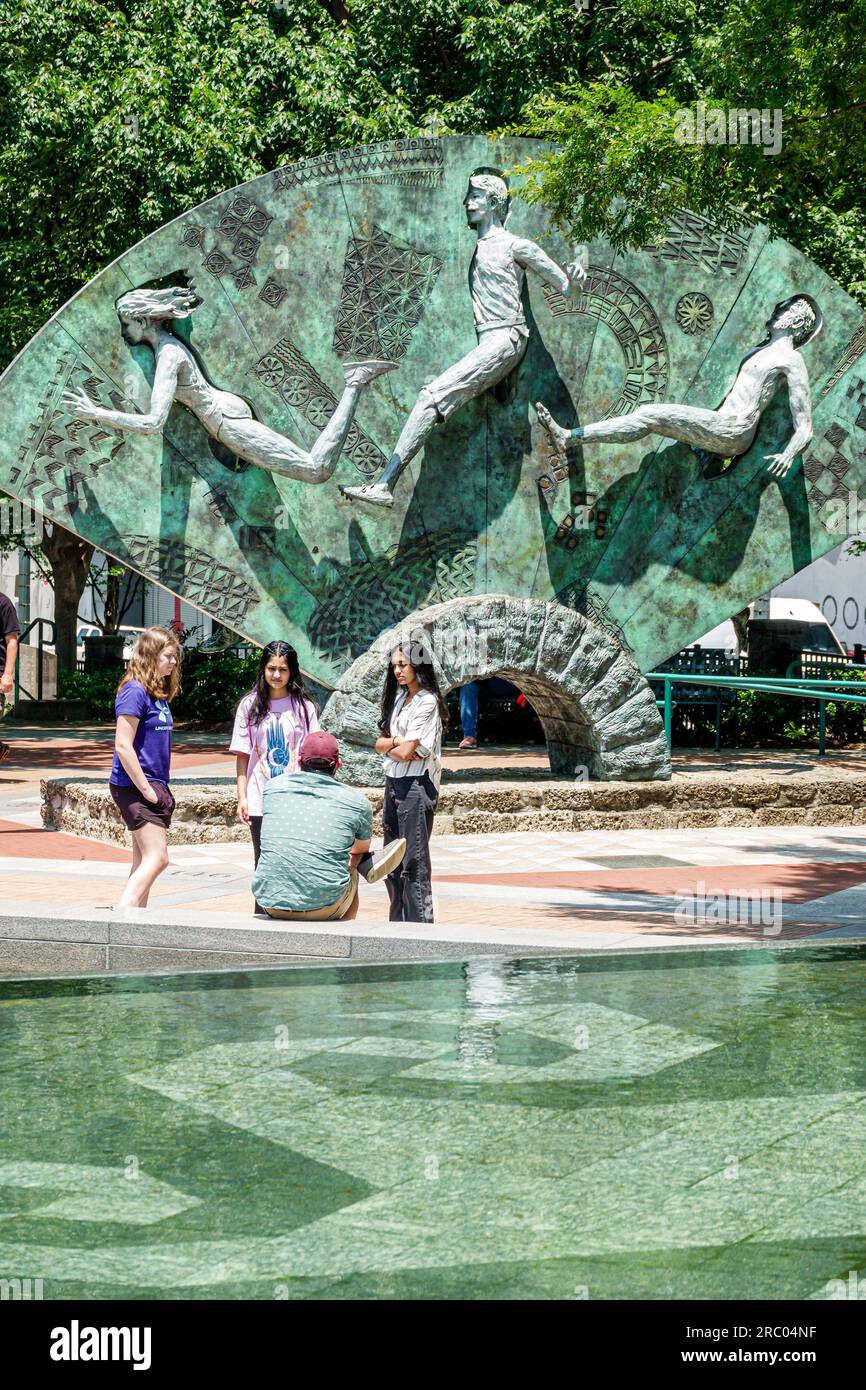 Atlanta Georgia, Centennial Olympic Park, Quilt of Origins Tribute Skulpturenkunst Stockfoto