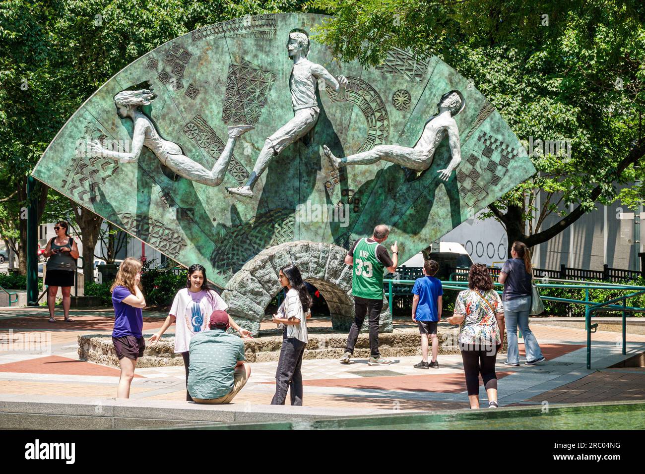 Atlanta Georgia, Centennial Olympic Park, Quilt of Origins Tribute Skulpturenkunst Stockfoto