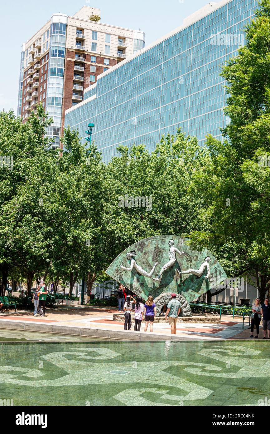 Atlanta Georgia, Centennial Olympic Park, Quilt of Origins Tribute Skulpturenkunst Stockfoto