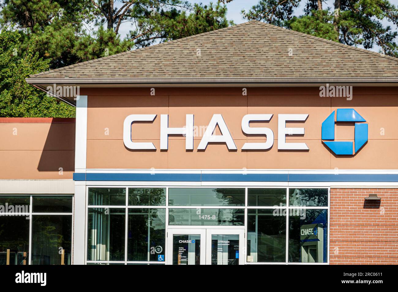 Roswell Atlanta Georgia, Schild für Chase Bank Branch Stockfoto