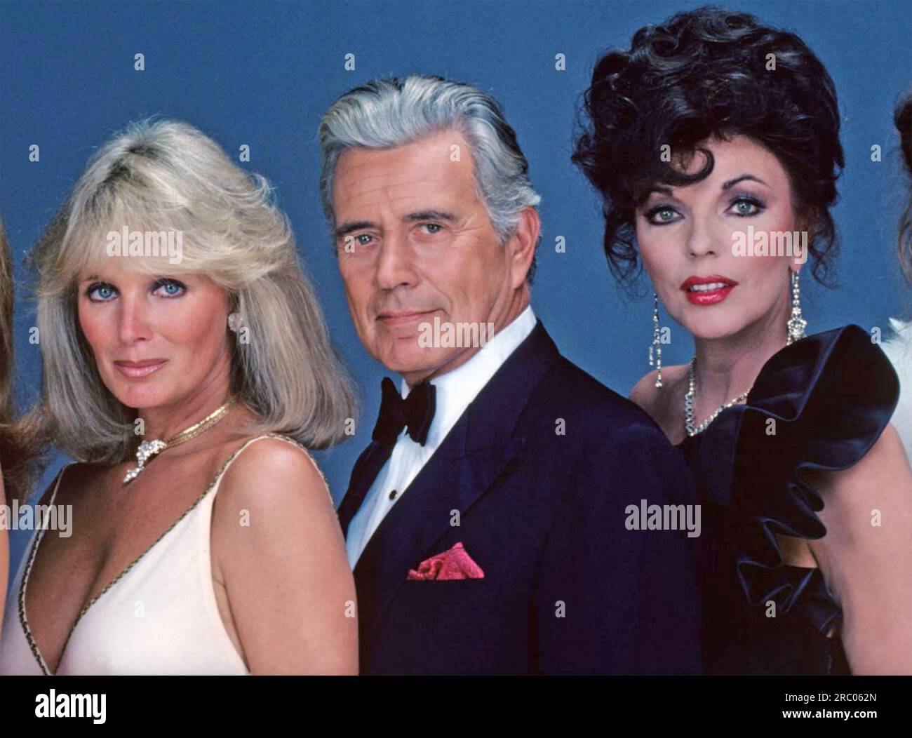 DYNASTY ABC TV Serie 1981-1989 mit Linda Evans, John Forsythe, Joan Collins von links. Stockfoto