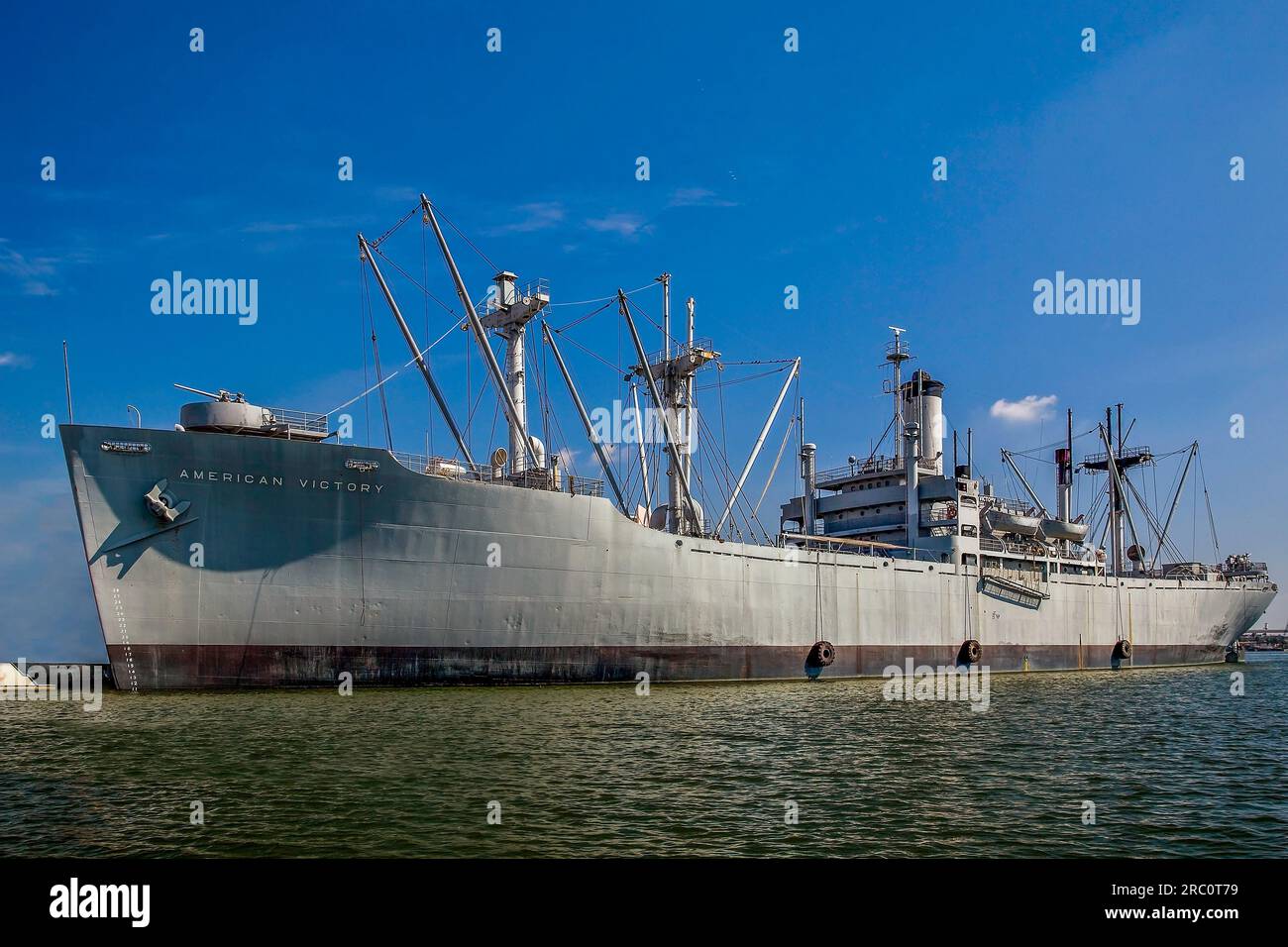 Das SS American Victory Schiff, Tampa, Florida. WSA-Rumpf-Bezeichnung Nr. 792. Das Siegesschiff aus dem 2. Weltkrieg. Stockfoto