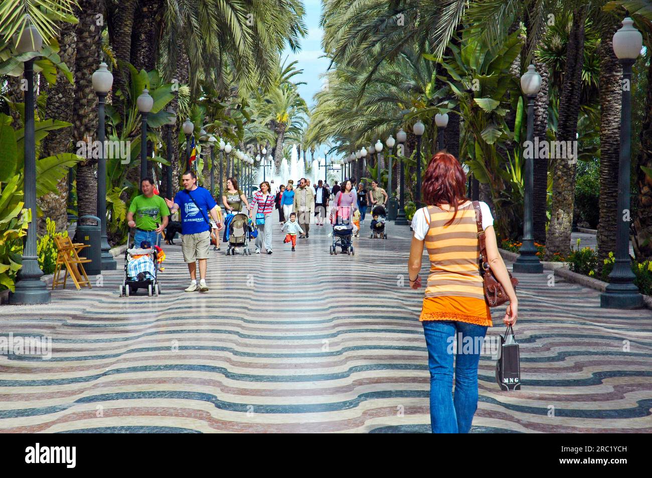Promenade Explanada de Espana, Alicante, Costa Blanca, Spanien Stockfoto