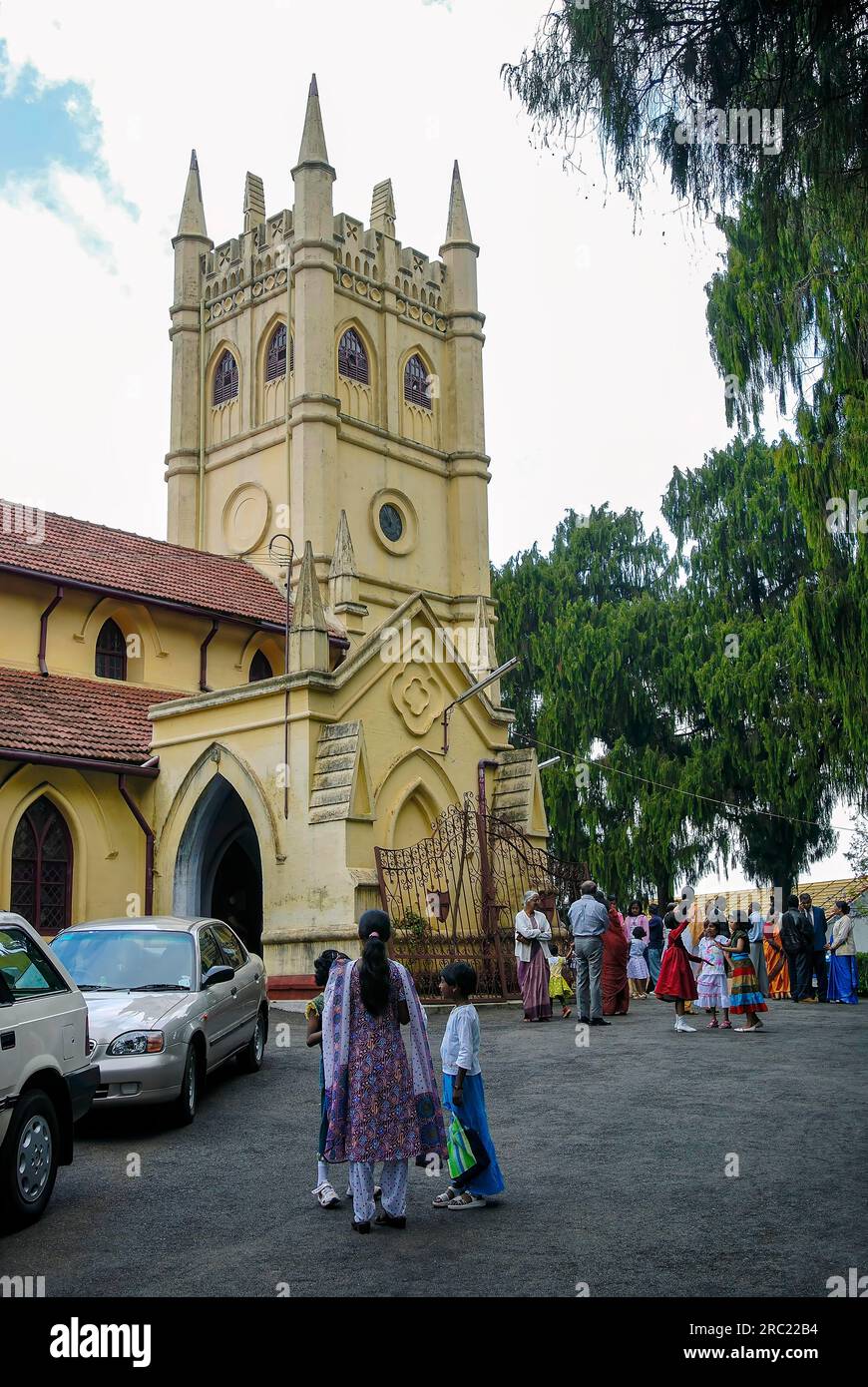 CSI All Heiints Kirche gegründet im Jahr 1854 in coonoor, Nilgiris, Tamil Nadu, Südindien, Asien. Anglikanische Kirchenarchitektur Stockfoto