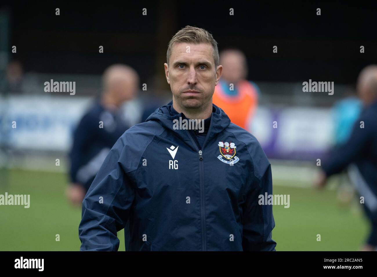 Penybont Rhys Griffiths Manager während des Vorsaison Freundschaftsspiels im Brewery Field, Bridgend. Bilddatum: Dienstag, 4. Juli 2023. Stockfoto