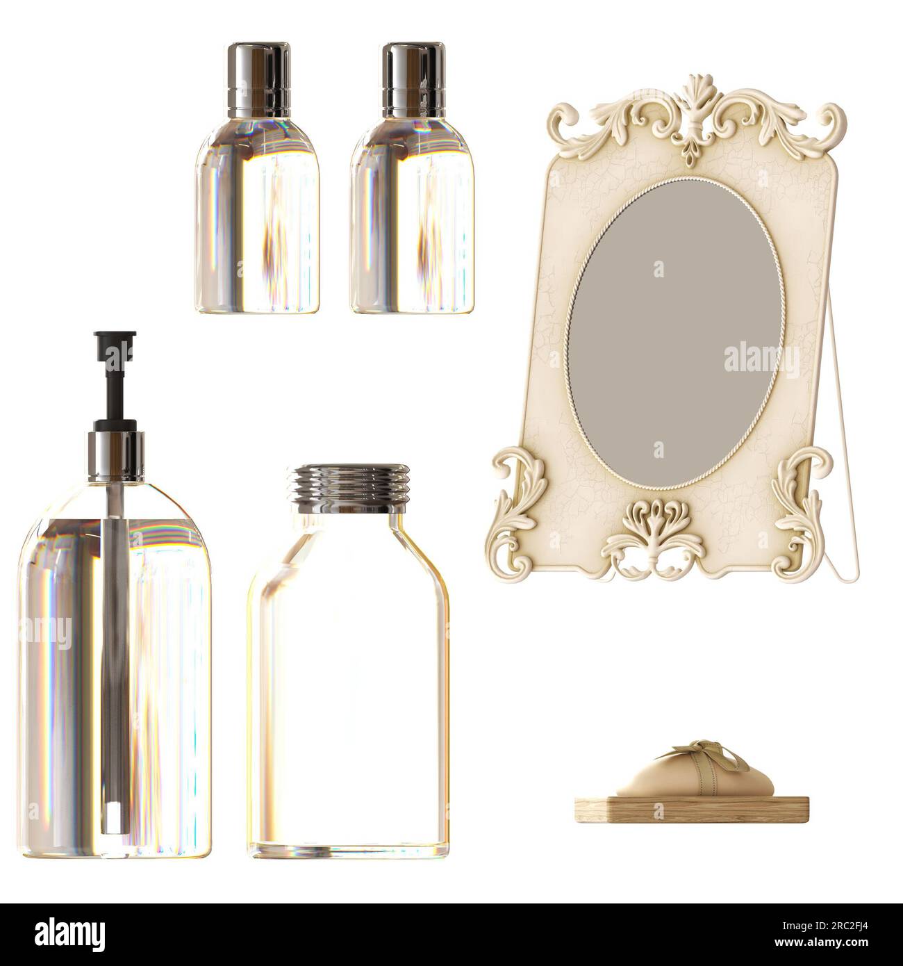 Badezimmerzubehör isoliert auf weißem Hintergrund, Bidet, 3D-Illustration, cg-Rendering Stockfoto