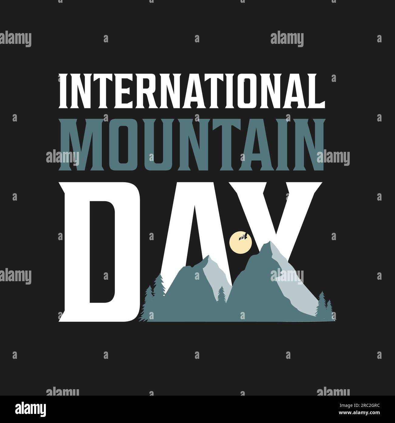 Schriftzeichen des International Mountain Day. Vektordarstellung Stock Vektor