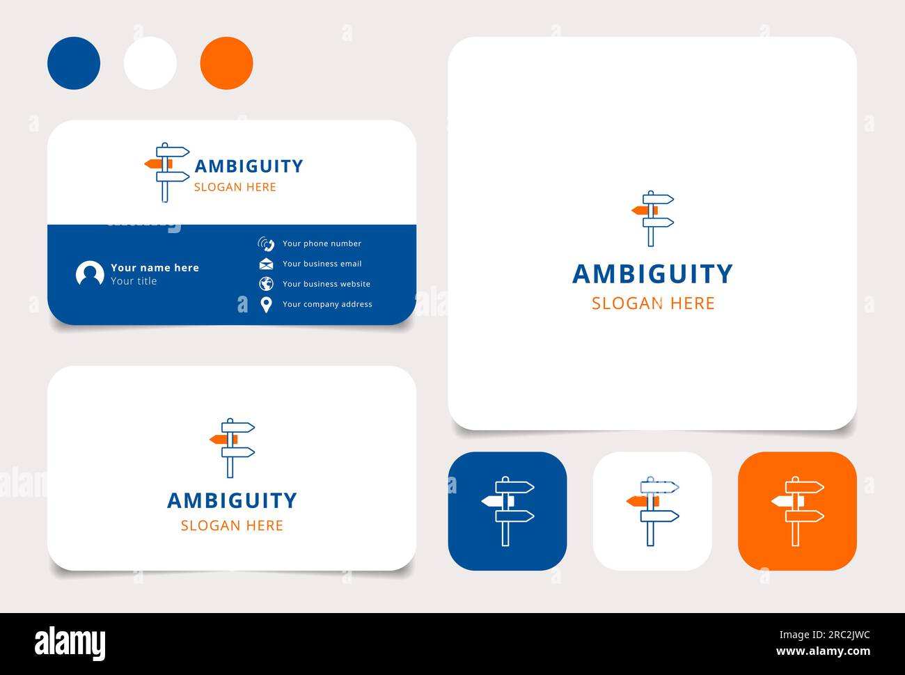 Mehrdeutiges Logo mit editierbarem Slogan. Branding-Buch und Visitenkartenvorlage. Stock Vektor