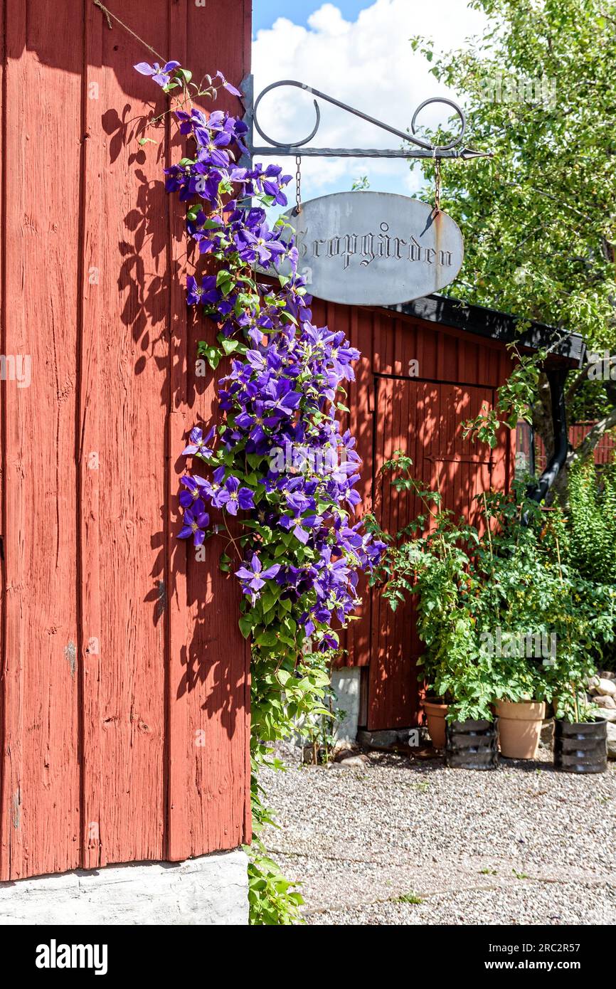 Unterschreiben Sie bei Gropgården Stockfoto