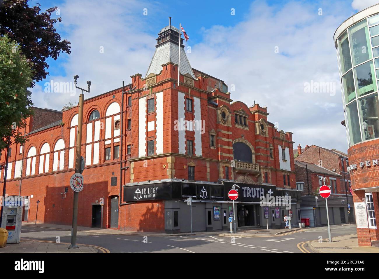 Das ursprüngliche Palace Hippodrome Theatre, 15-17 Friars Gate, Warrington Stadtzentrum, Cheshire, England, WA1 2RR, jetzt Wahrheit/Trilogie Stockfoto
