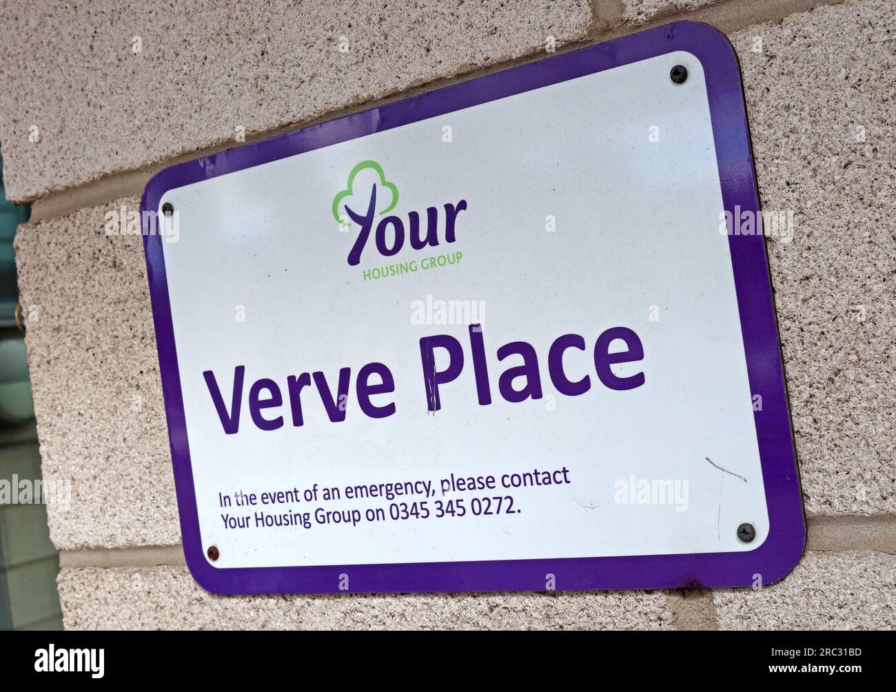 Verve Place, Warrington Mersey Street, Warrington, Cheshire, England, Großbritannien, WA1 2GL - Unterstützung von Wohnungen für junge Menschen Stockfoto