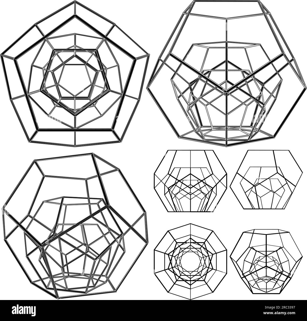 Dodekaeder vom großen zum kleinen Formvektor. Abbildung Isoliert Auf Weißem Hintergrund. Eine Vektordarstellung der geometrischen Form. Stock Vektor