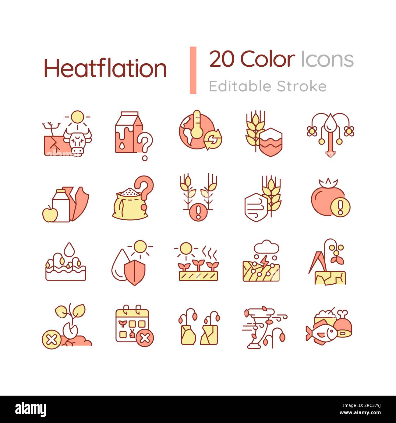 Anpassbare Farbsymbole für Hitzeflatierung Stock Vektor