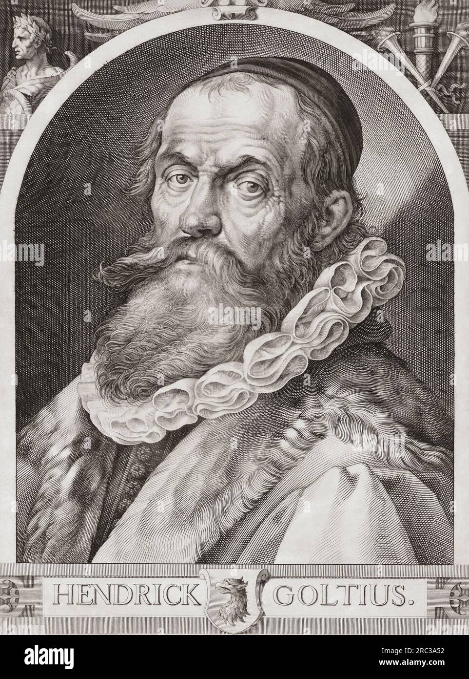 Hendrick Goltzius, 1558-1617. Holländischer Druckmacher, Zeichner, Gravierer und Maler. Nach einer Gravur von Jan Müller. Stockfoto