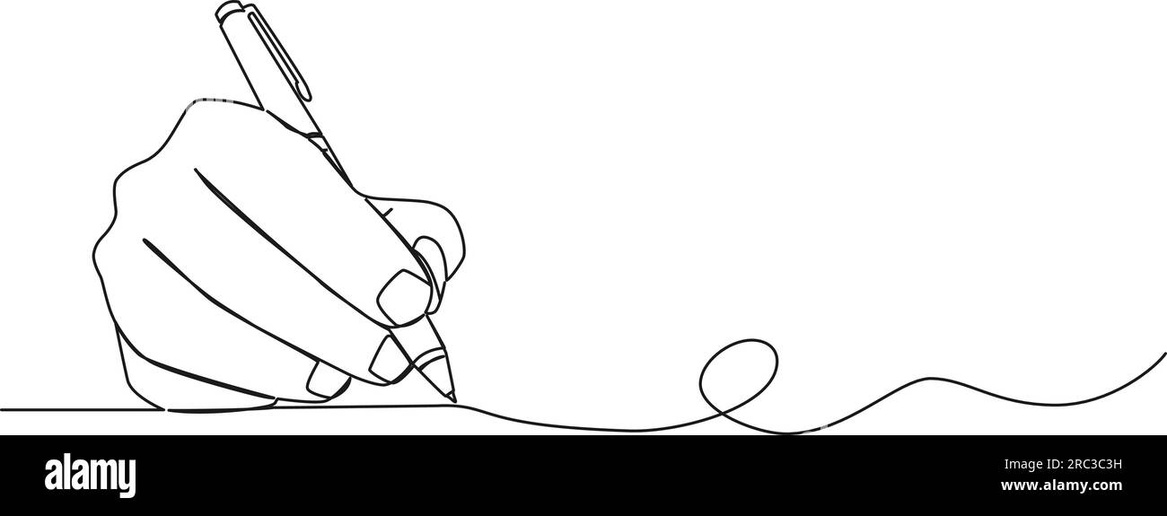 Kontinuierliches einzeiliges Zeichnen von Hand mit Kugelschreiber, Strichgrafiken-Vektordarstellung Stock Vektor