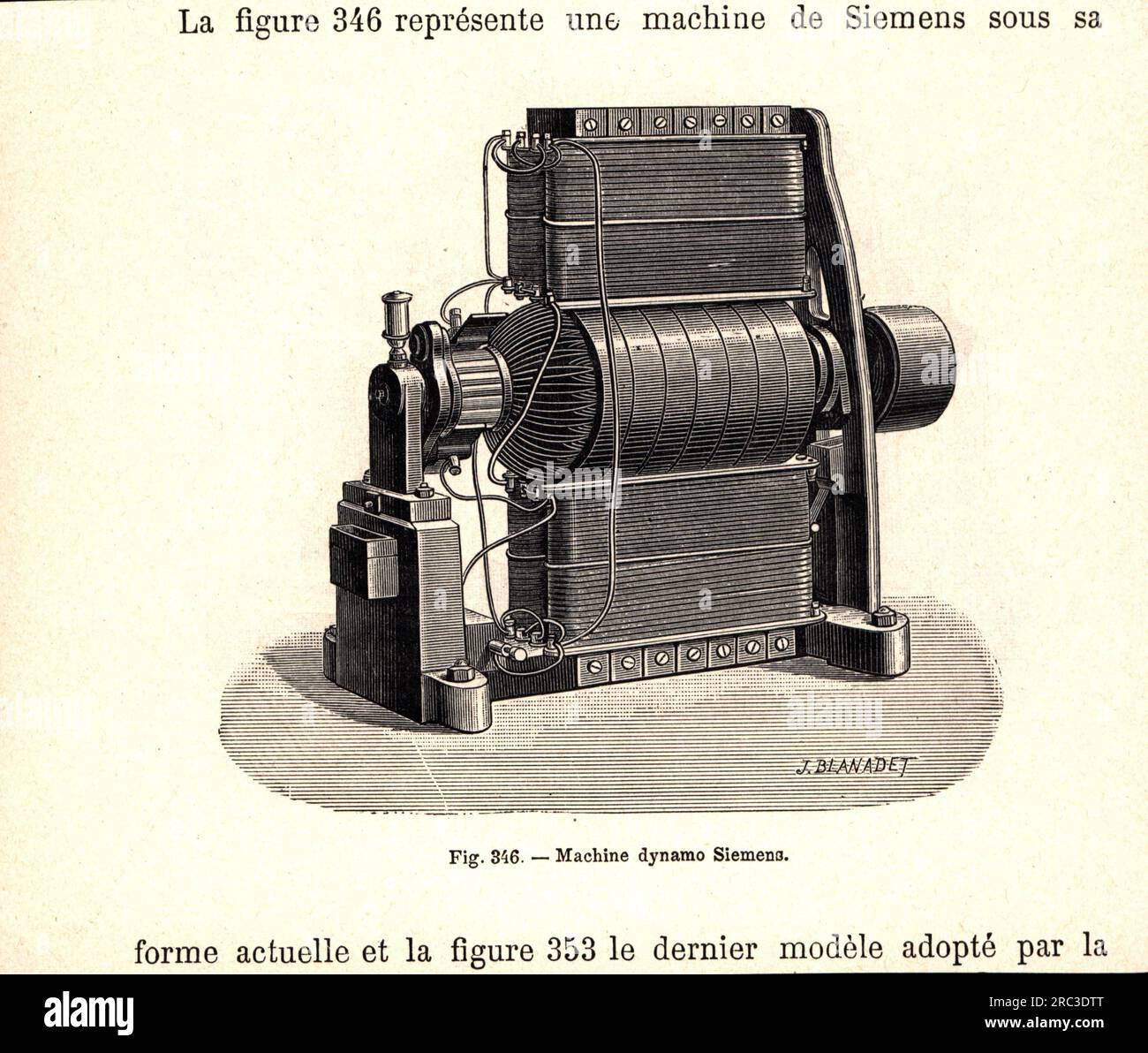 Technik, Elektrotechnik, Dynamik von Siemens, Holzgravierung von J. Blanadet, Ende des 19. Jahrhunderts, DAS URHEBERRECHT DES KÜNSTLERS MUSS NICHT GEKLÄRT WERDEN Stockfoto