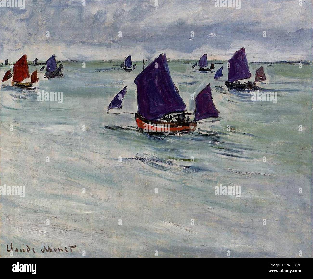 Fischerboote vor Pourville 1882 von Claude Monet Stockfoto