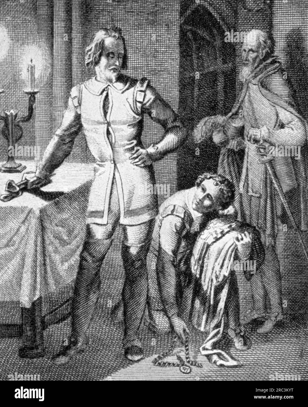 Theater / Theater, Theaterstück, 'Wallensteins Tod', von Friedrich Schiller (1759 - 1805), 5. Akt, 4. Szene, URHEBERRECHT DES KÜNSTLERS MUSS NICHT GEKLÄRT WERDEN Stockfoto