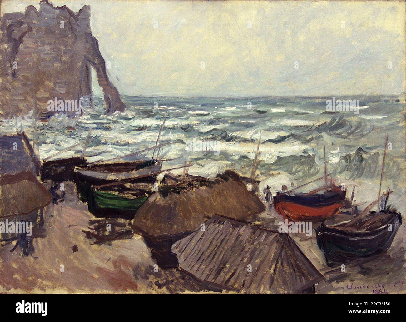 Angelboote am Strand bei Etretat 1884 von Claude Monet Stockfoto