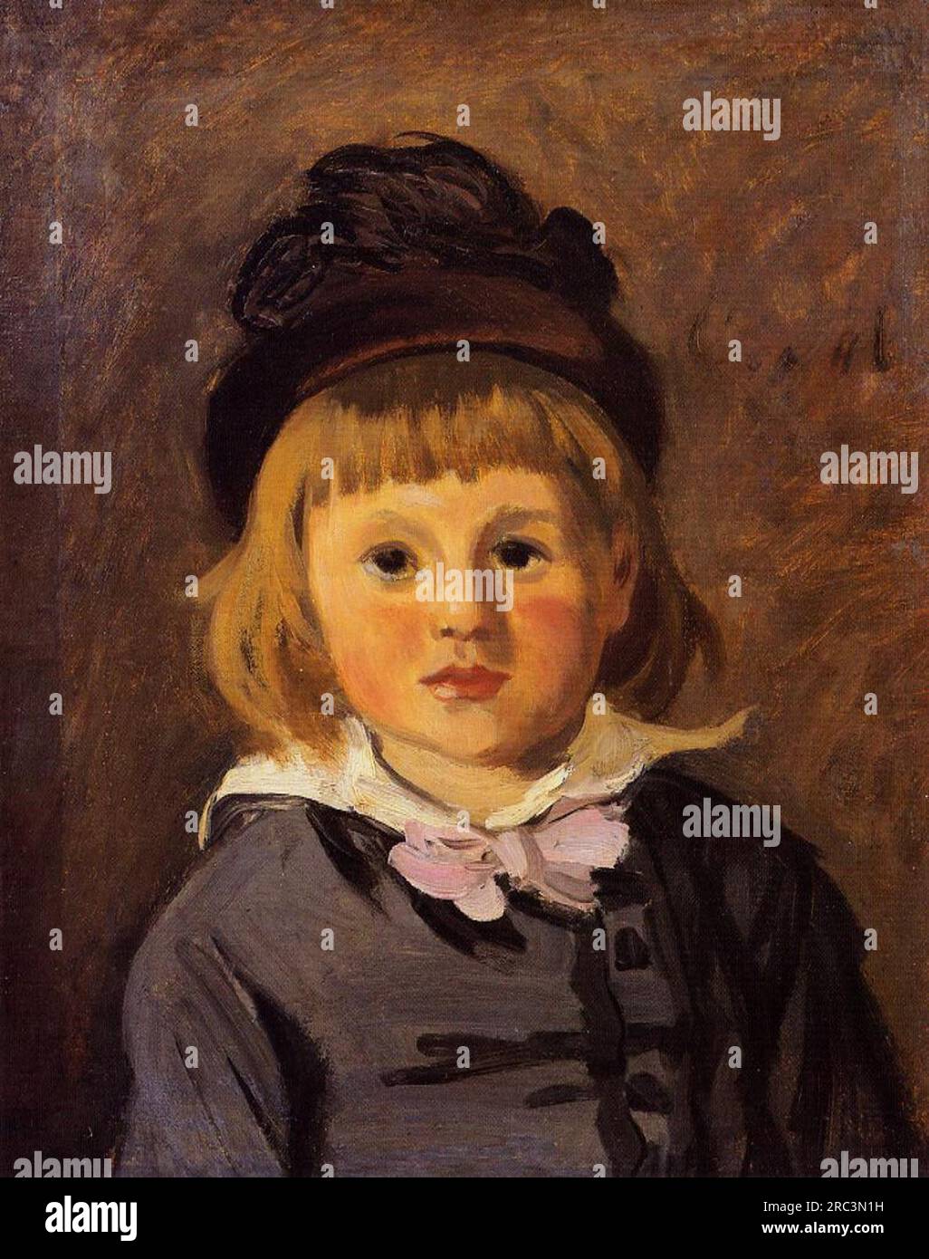 Porträt von Jean Monet, der einen Hut mit einem Pompom 1869 trägt, von Claude Monet Stockfoto