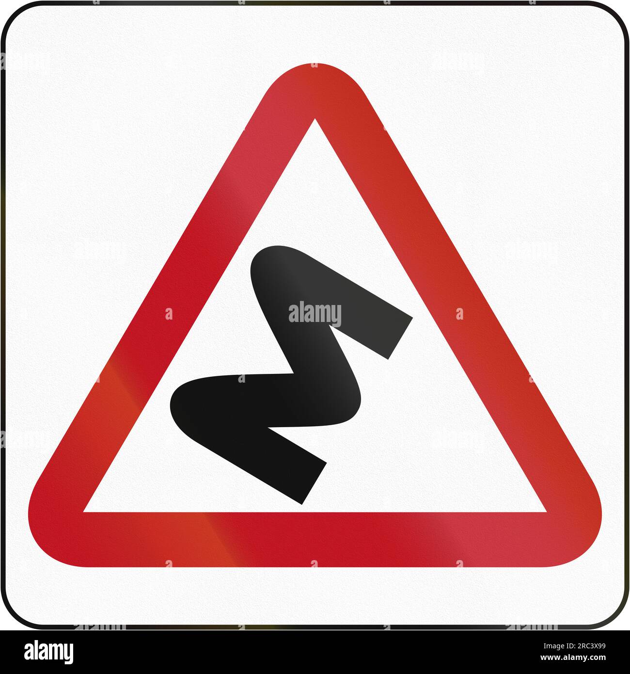 Straßenschild in Brunei: Reihe von Kurven nach rechts Stockfoto