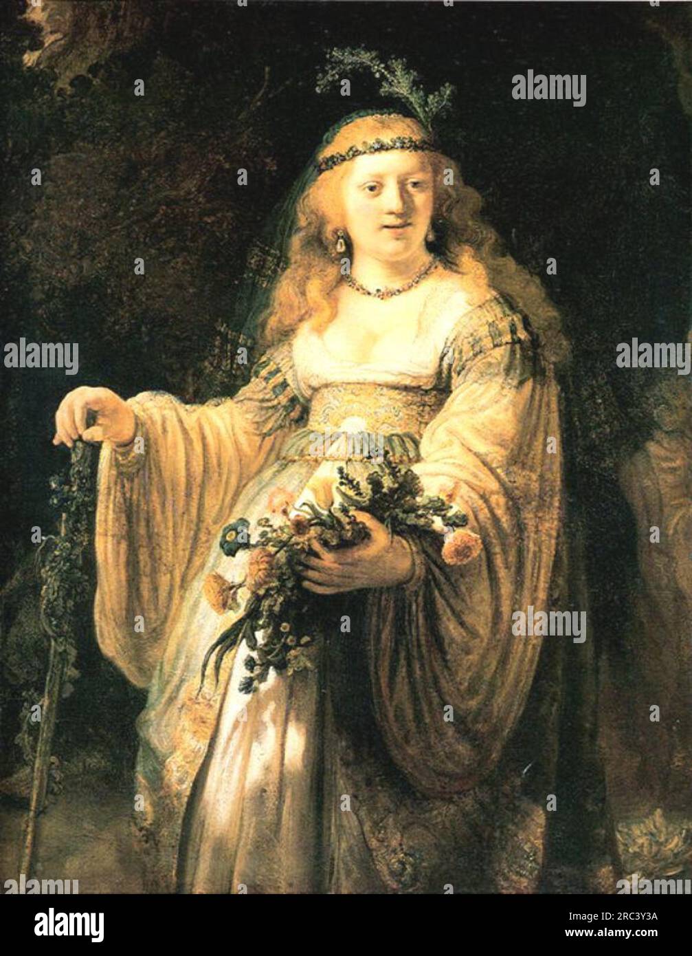 Saskia van Uylenburgh in Arcadian Kostüm 1635 von Rembrandt Stockfoto